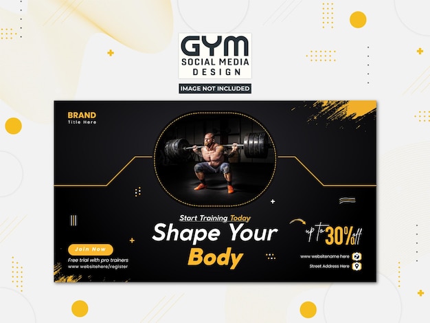 Vector gym and fitness social media design