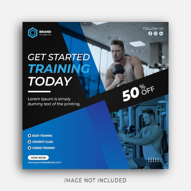 Gym amp fitness social media instagram post design template