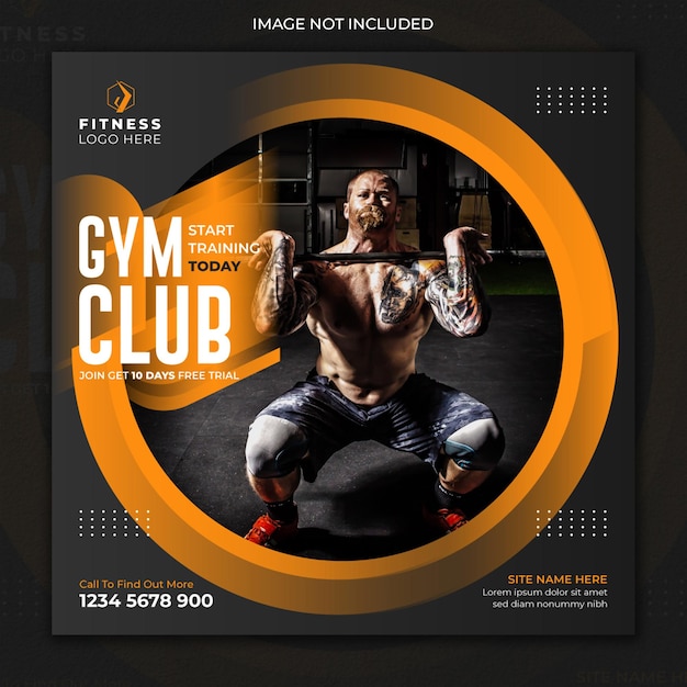 Gym and fitness social media instagram post or square facebook banner template