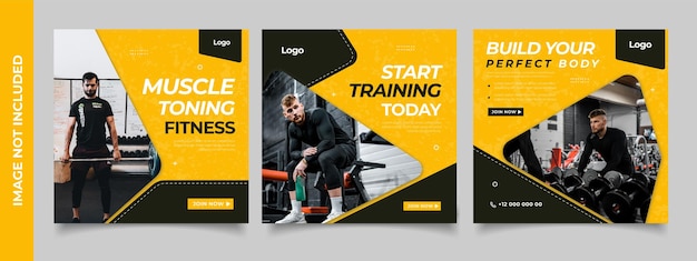 Vector gym fitness social media instagram post template