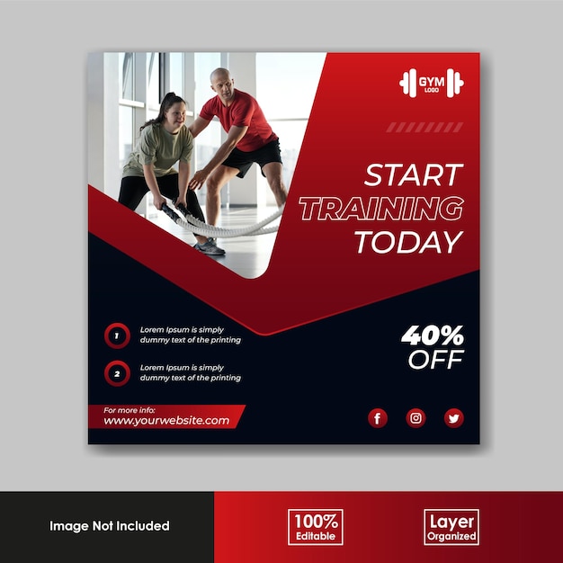 Gym Fitness social media and Instagram post template