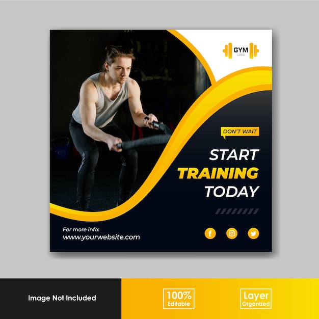 Gym fitness social media and Instagram post template