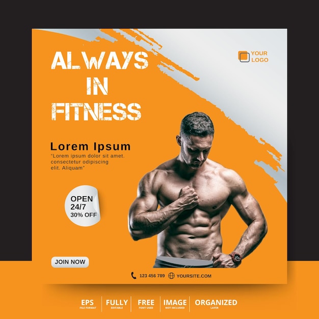 Gym and fitness social media post banner design