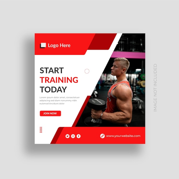 Gym and fitness social media post banner Instagram post design template