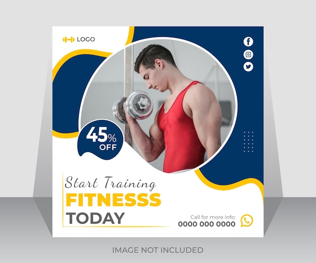 Gym fitness social media post banner ontwerpsjabloon