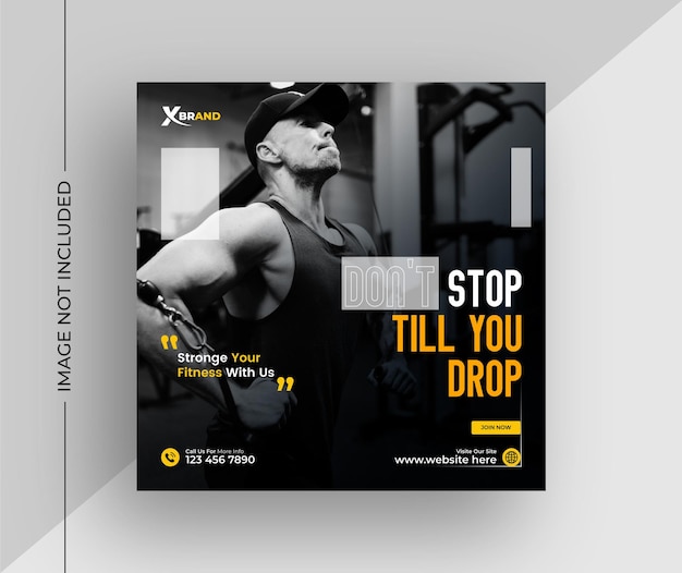 gym and fitness social media post banner template