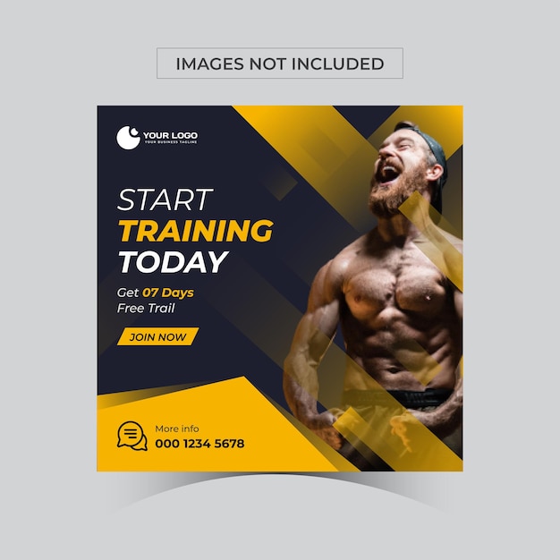 Gym fitness social media post bannertemplate