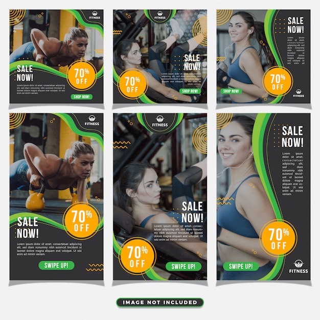 Gym Fitness Social Media Post and Stories Template