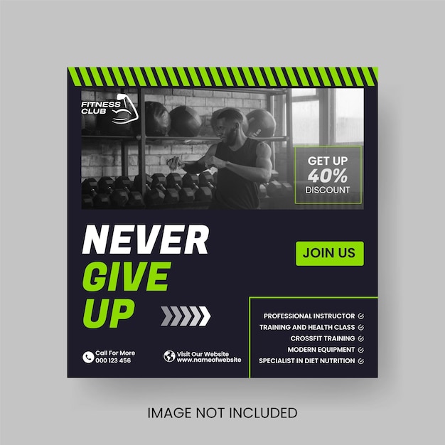 Gym and Fitness Social Media Post Template Design