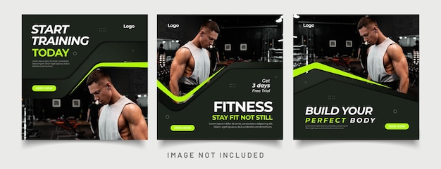 Vector gym fitness social media post template