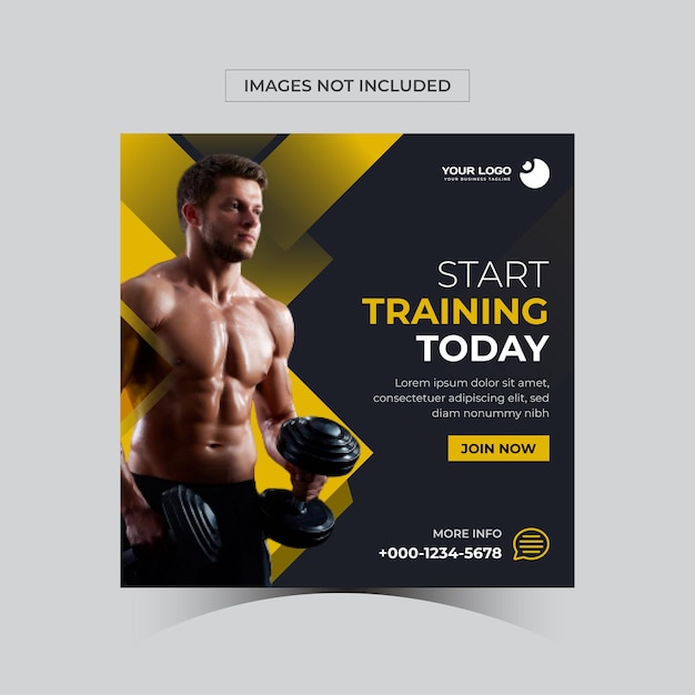 Gym fitness social media post template