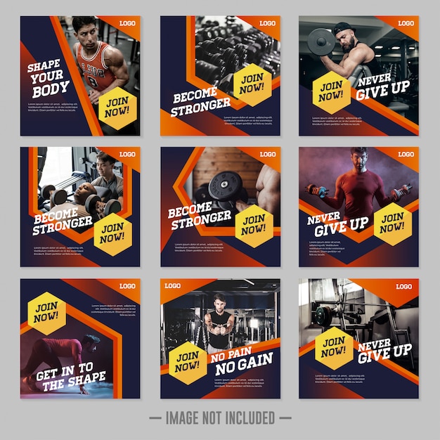 gym fitness social media post template 