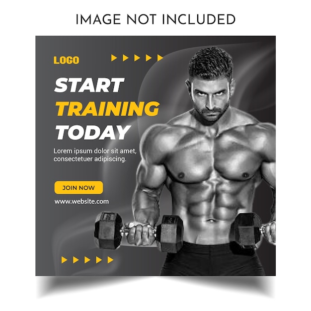 Gym and fitness social media post template