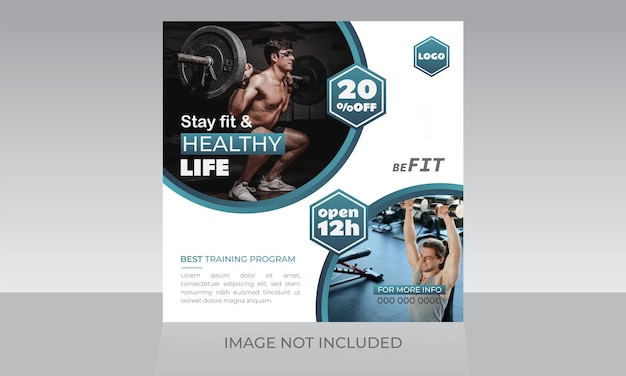 Vector gym fitness social media post template