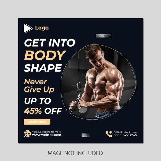 Gym and fitness social media poster template