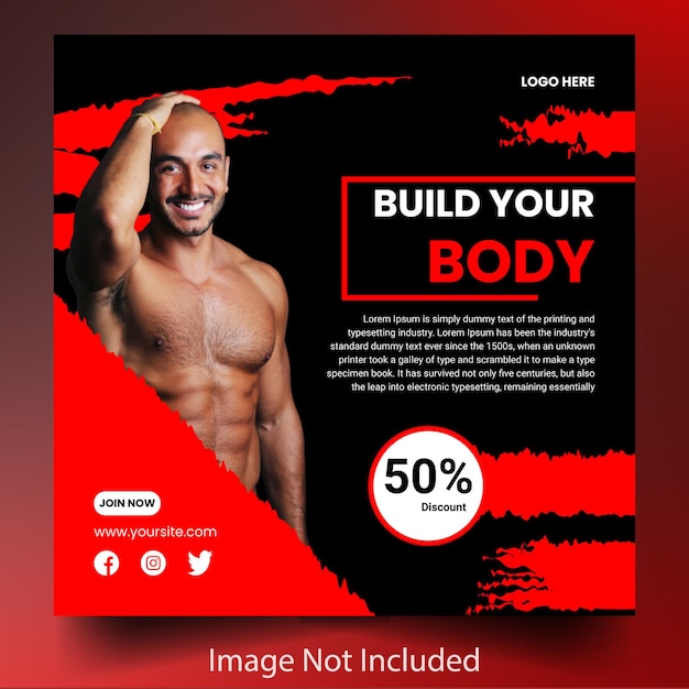 Gym and fitness social media web banner post design