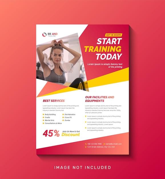 Gym fitness or sports flyer template design