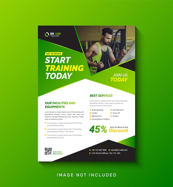 Vector gym fitness or sports flyer template design