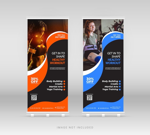 Gym fitness sports rollup banner