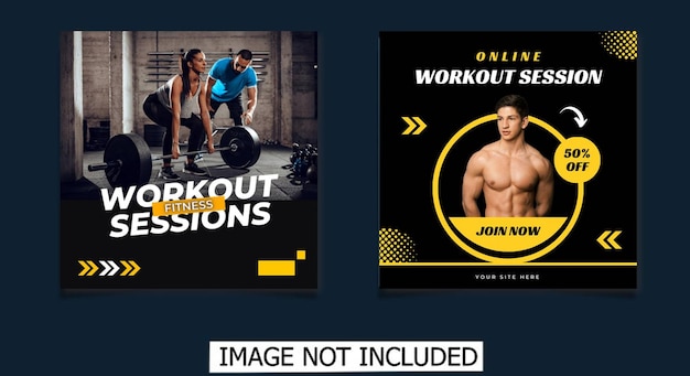 Gym fitness and sports social media post template design