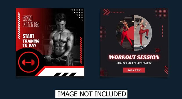 Gym fitness and sports social media post template design