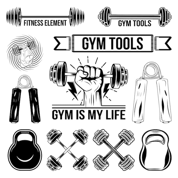 Gym and fitness t-shirt design bundle, gym tools, Fitness equipment