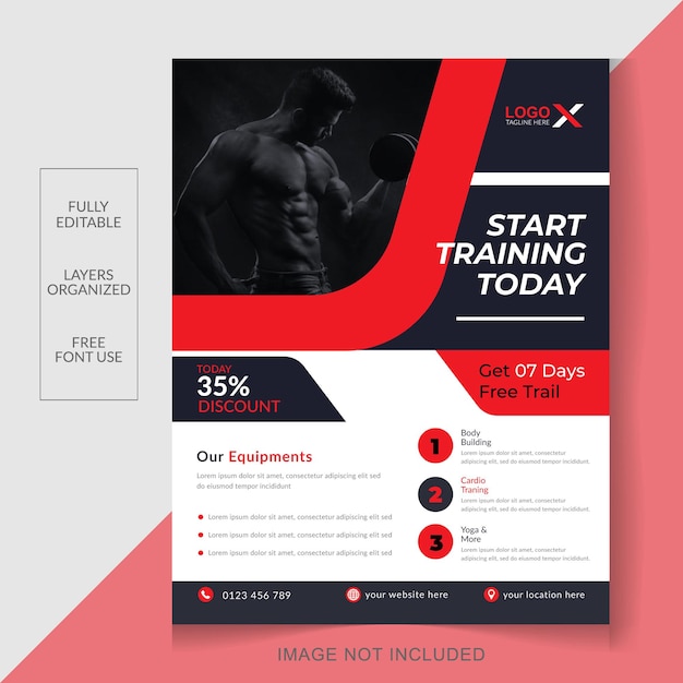 Vector gym and fitness training facebook cover and web banner design template