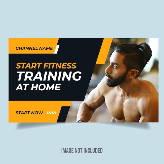 Vector gym fitness training youtube thumbnail ontwerp voor elke gym yoga youtube video en banner of cover