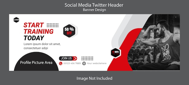 체육관 및 피트니스 Twitter 헤더 배너