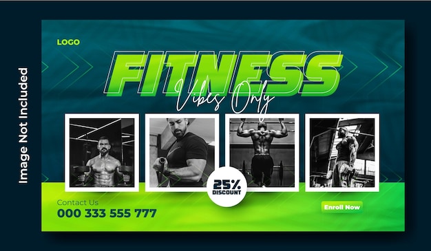 Vector gym and fitness web banner template design