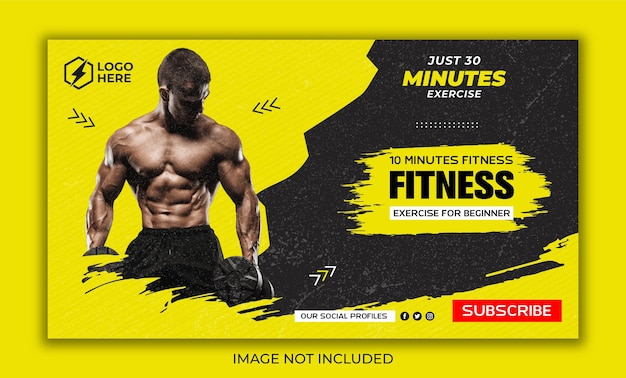 Gym and fitness web banner or video thumbnail design