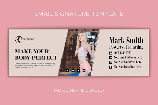 Gym and fitness woman email signature template