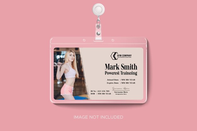Gym and fitness woman pink color identity card template