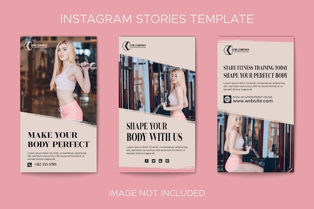 ジムとフィットネスの女性のソーシャルメディアInstagramストーリーコレクション