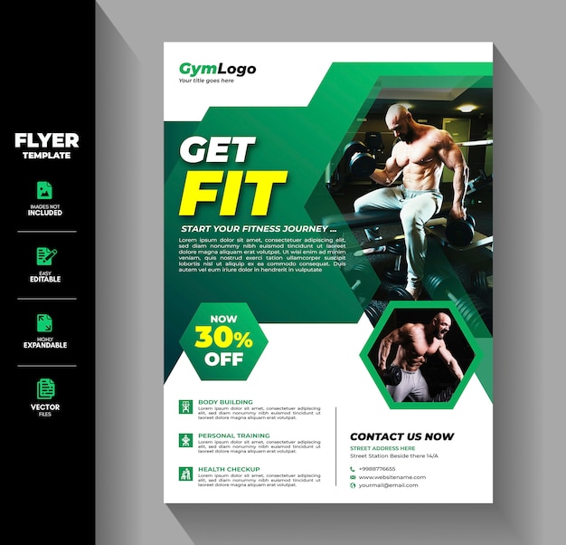 Gym fitness workout training flyer template