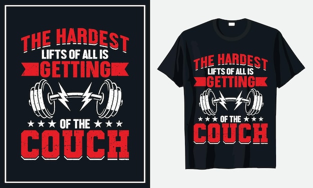 Gym fitness workout tshirt ontwerp premium vector