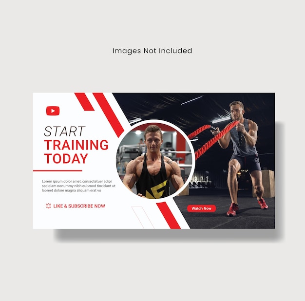 Vettore progettazione di miniature di youtube per palestra e fitness