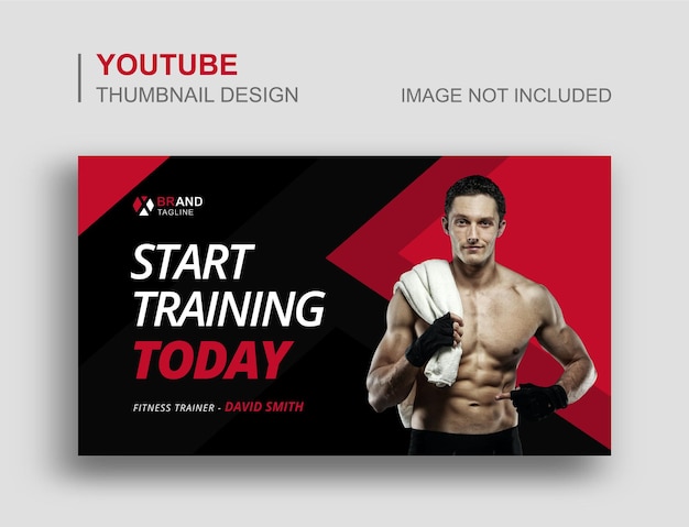 Vector gym fitness youtube thumbnail and web banner template