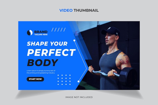 Gym fitness youtube videominiatuur en webbannersjabloon