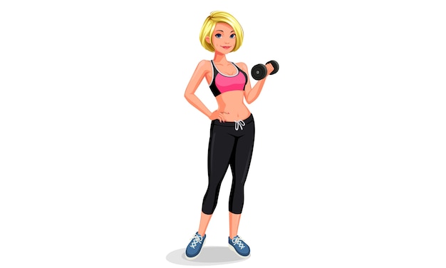 Gym girl holing a dumbbell illustration