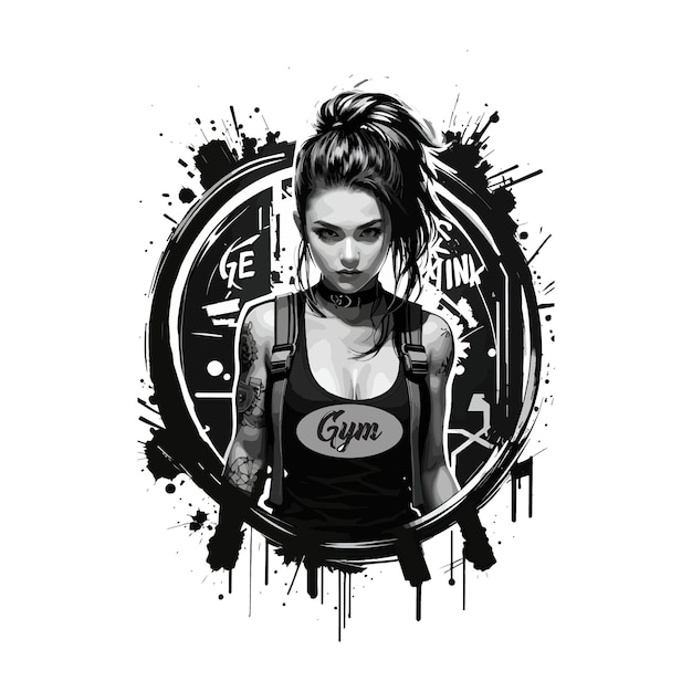 Gym girl-logo met punk en zwart thema