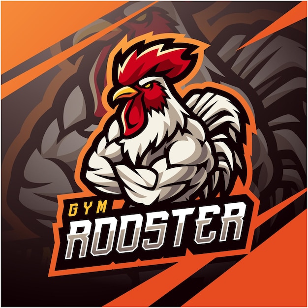 Gym haan esport mascotte logo ontwerp