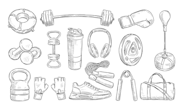 Vector gym handdrawn collection