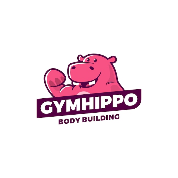 Gym hippo logo vector sport illustratie embleem