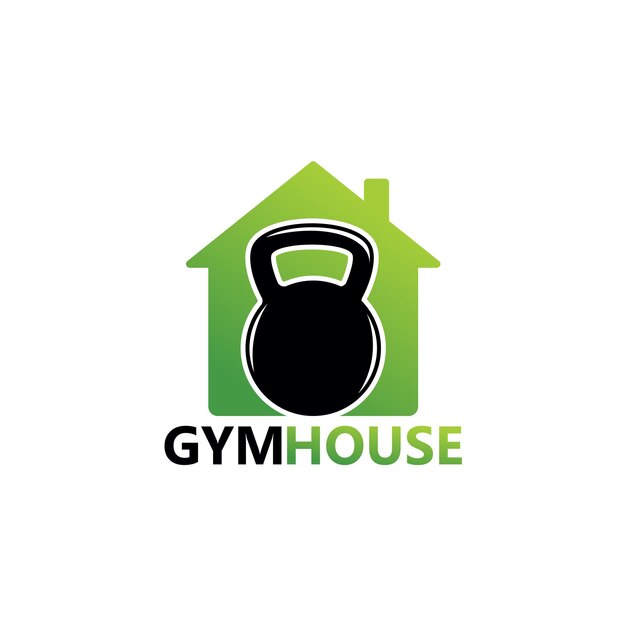 Gym house logo template design vector, emblem, design concept, creative symbol, icon