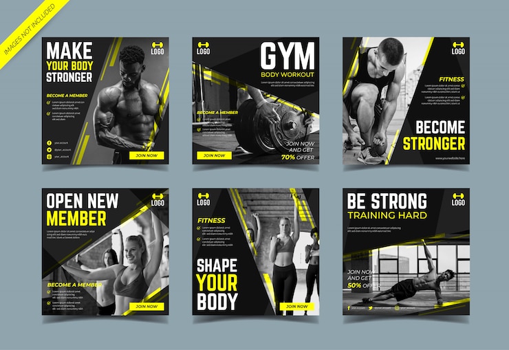 Vector gym instagram post collection template