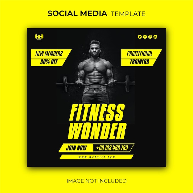 Gym instagram social media post and web banner design