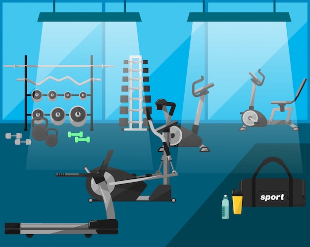 Gym interior with equipment 