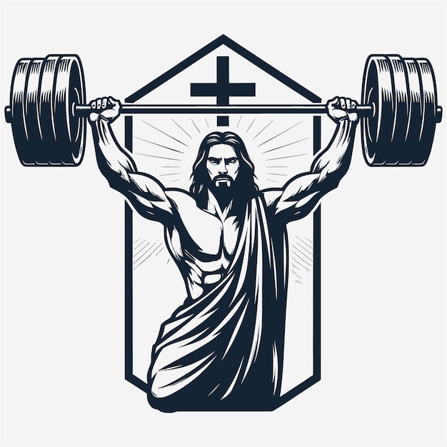 Gym Jesus vector Funny Christian Weightlifting Fitness vector