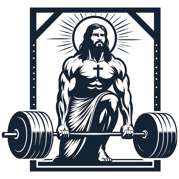 Gym Jesus vector Funny Christian Weightlifting Fitness vector
